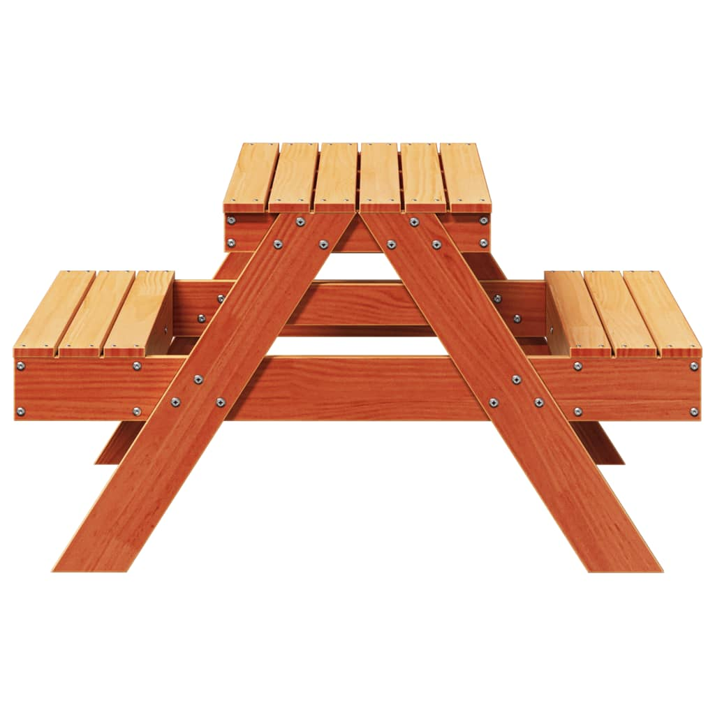  Wax Brown Picnic Table for Kids 88x97x52 cm