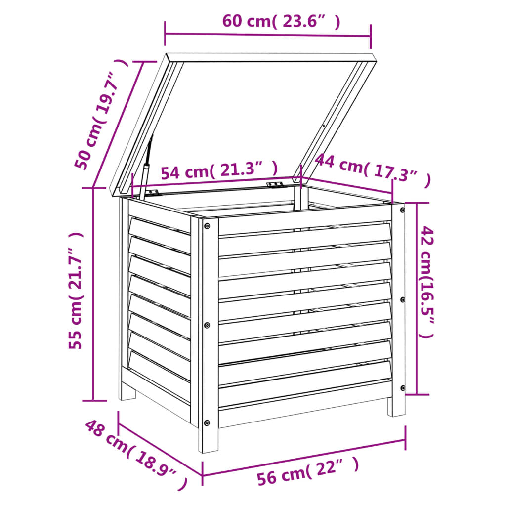 Solid Acacia Wood Garden Storage Box 60x50x55 cm