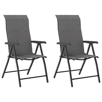  Grey Poly Rattan Folding Garden Chairs 2 pcs