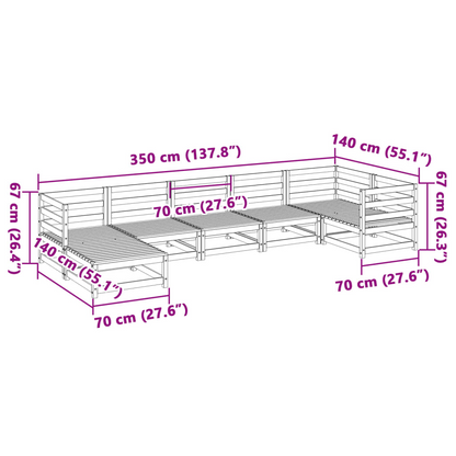  7 Piece Solid Pine Wood Garden Sofa Set