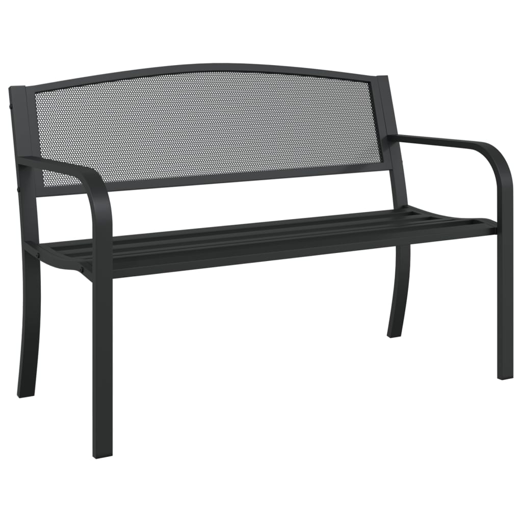 Black Steel Garden Bench 119 cm