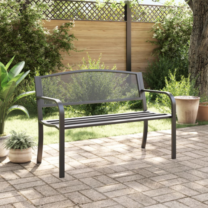 Black Steel Garden Bench 119 cm