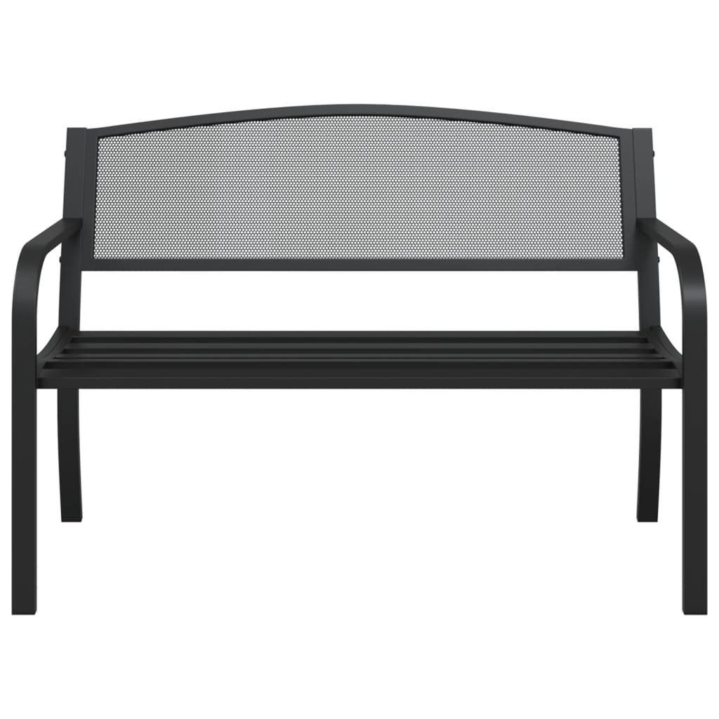 Black Steel Garden Bench 119 cm