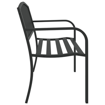 Black Steel Garden Bench 119 cm