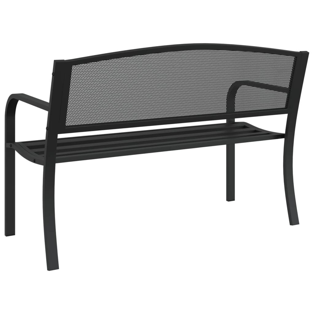 Black Steel Garden Bench 119 cm