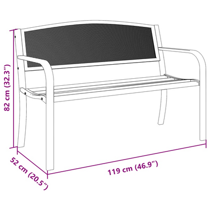 Black Steel Garden Bench 119 cm