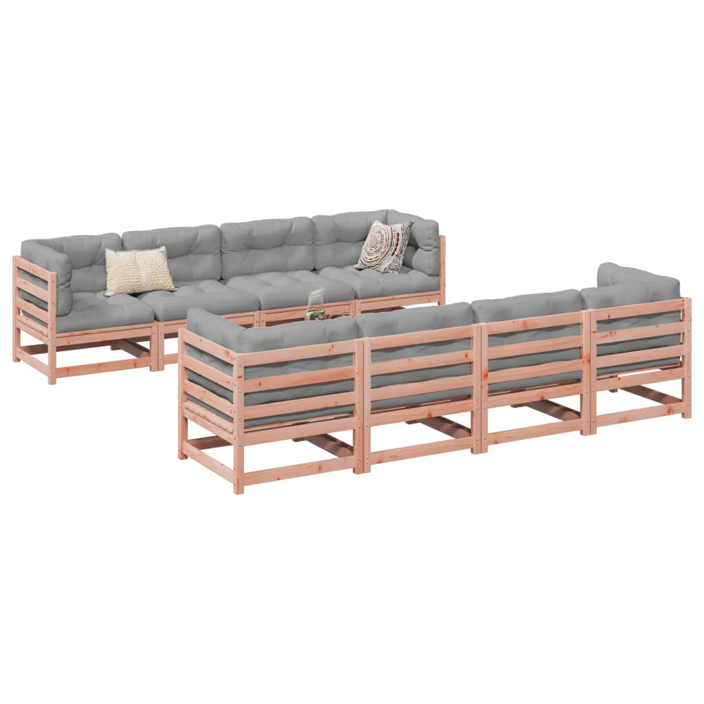  9 Piece Solid Douglas Fir Wood Garden Sofa Set 