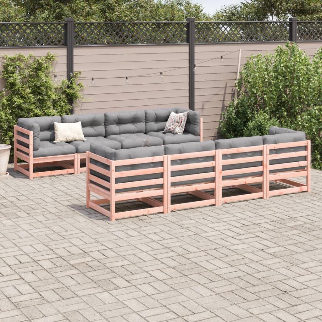  9 Piece Solid Douglas Fir Wood Garden Sofa Set 