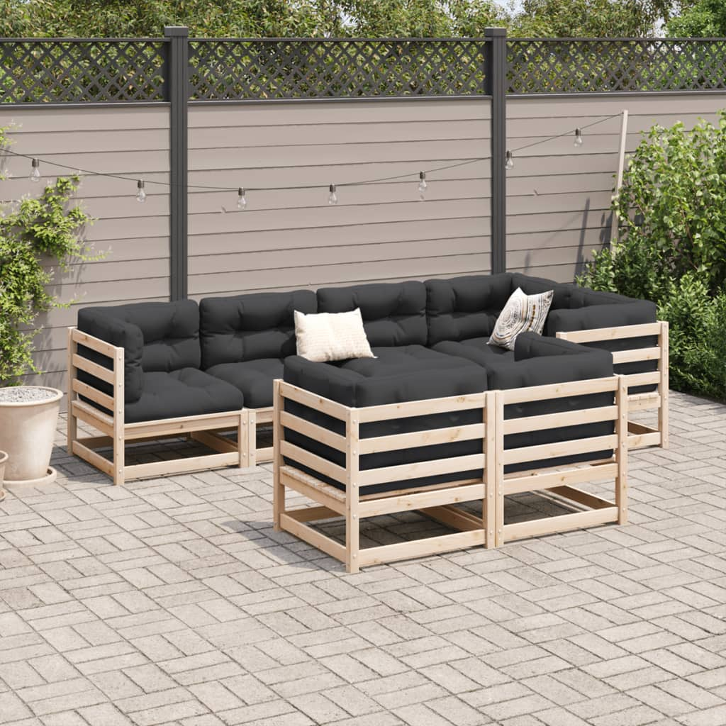  7 Piece Solid Pine Wood Garden Sofa Set