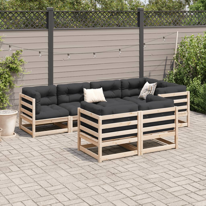  7 Piece Solid Pine Wood Garden Sofa Set