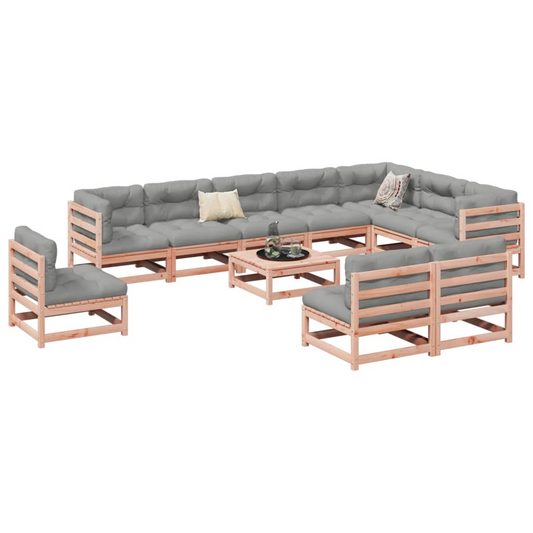 11 Piece Solid Douglas Fir Wood Garden Sofa Set