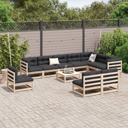  11 Piece Solid Pine Wood Garden Sofa Set