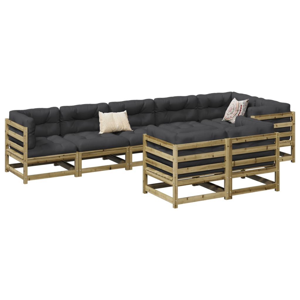 Impregnated Pine Wood 8 Piece Garden Sofa Set