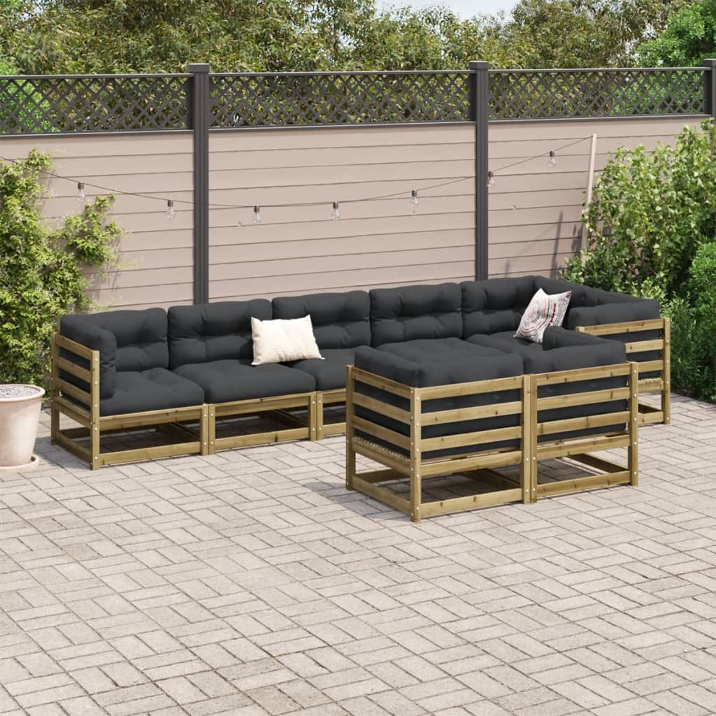 Impregnated Pine Wood 8 Piece Garden Sofa Set