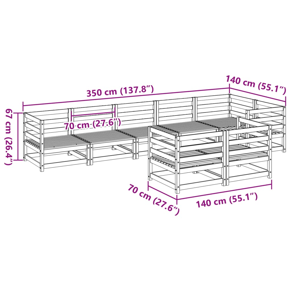 Impregnated Pine Wood 8 Piece Garden Sofa Set