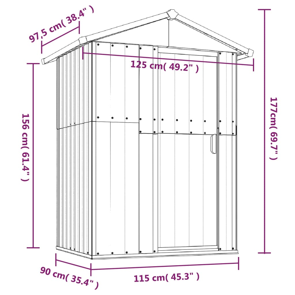 Garden Shed Anthracite 126x97.5x177 cm