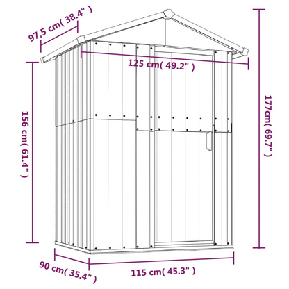 Garden Shed Anthracite 126x97.5x177 cm