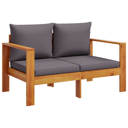  Solid Acacia Wood 2-Seater Garden Sofa with Cushions