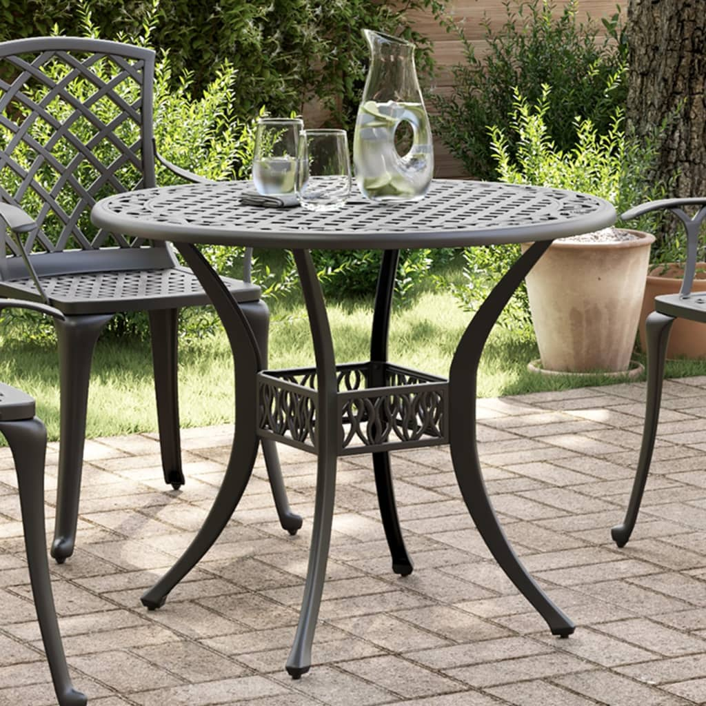  Cast Aluminium Garden Table Black 90x75 cm