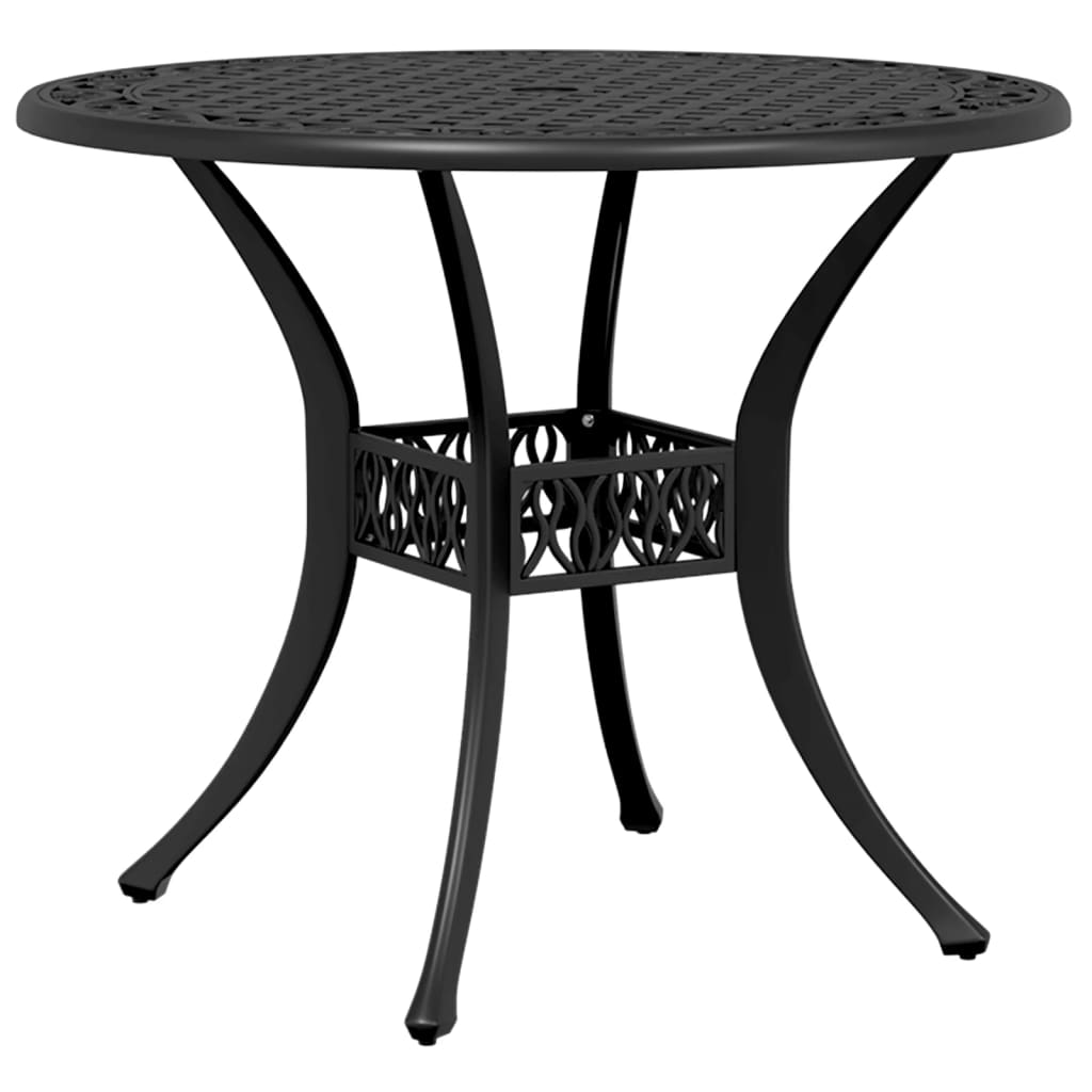  Cast Aluminium Garden Table Black 90x75 cm