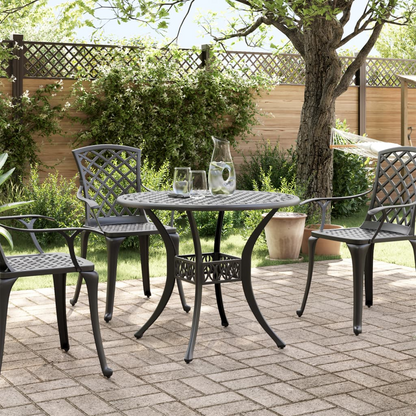  Cast Aluminium Garden Table Black 90x75 cm