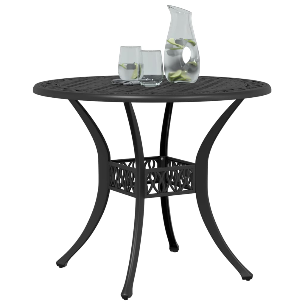  Cast Aluminium Garden Table Black 90x75 cm