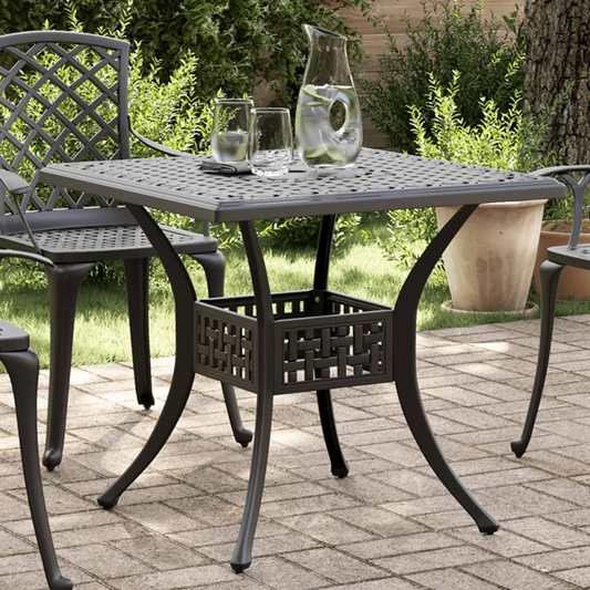 Cast Aluminium Garden Table Black 80x80x75 cm