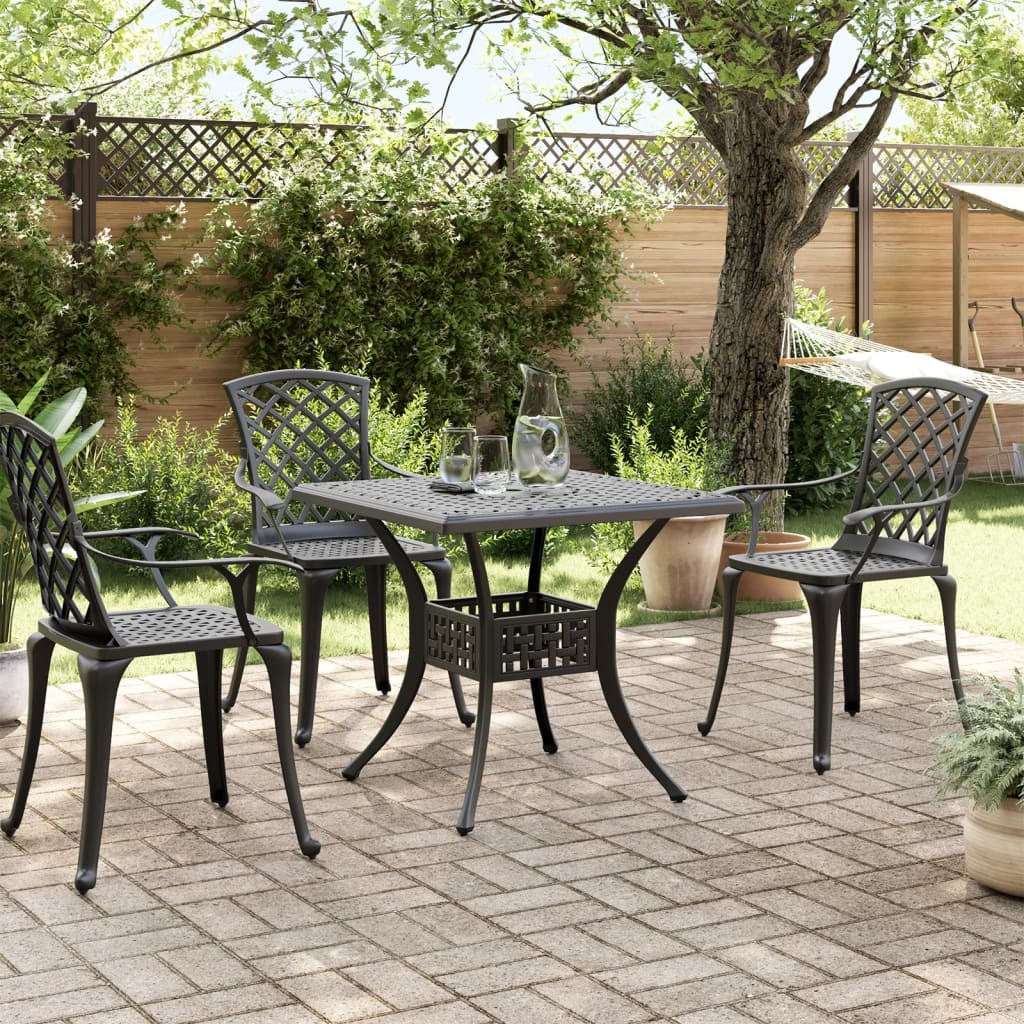 Cast Aluminium Garden Table Black 80x80x75 cm