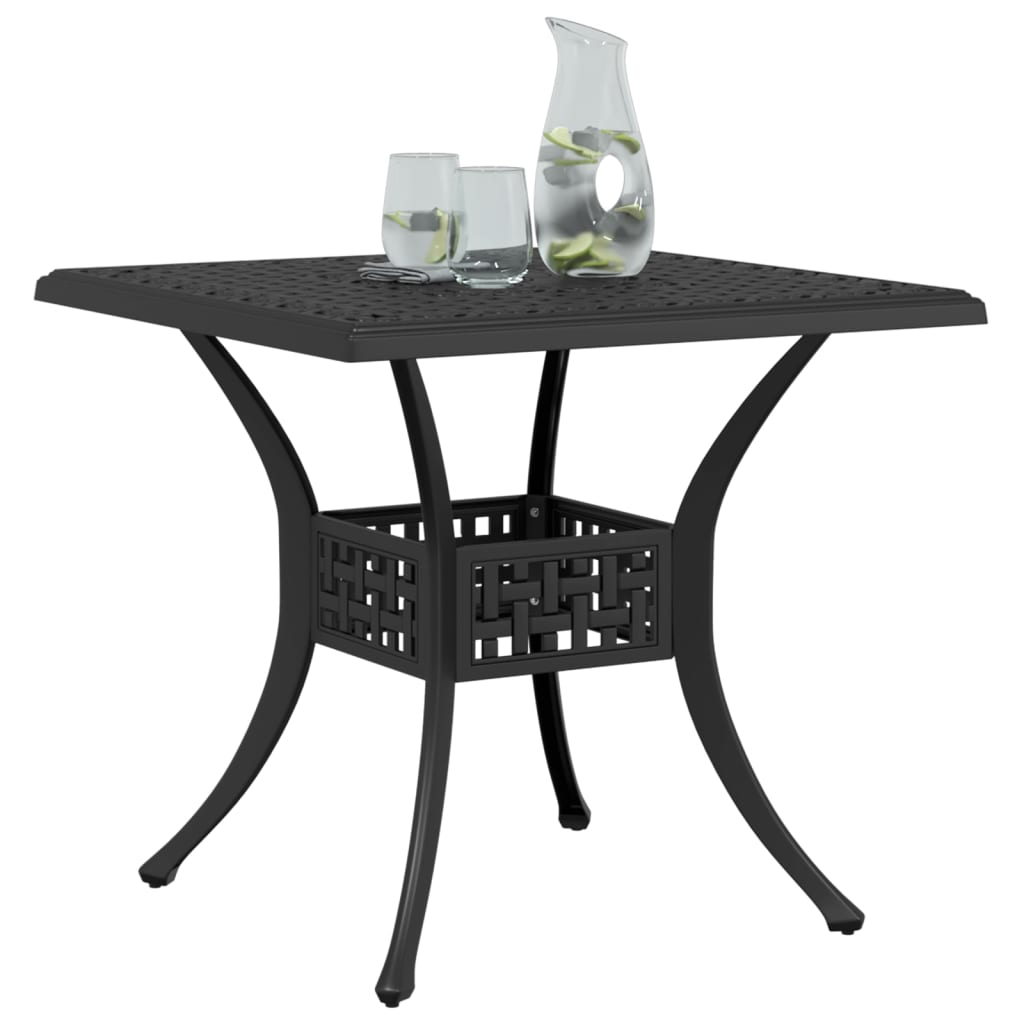 Cast Aluminium Garden Table Black 80x80x75 cm