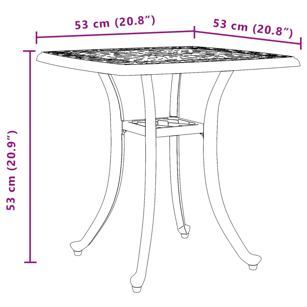 Cast Aluminium Garden Table Bronze 53x53x53 cm