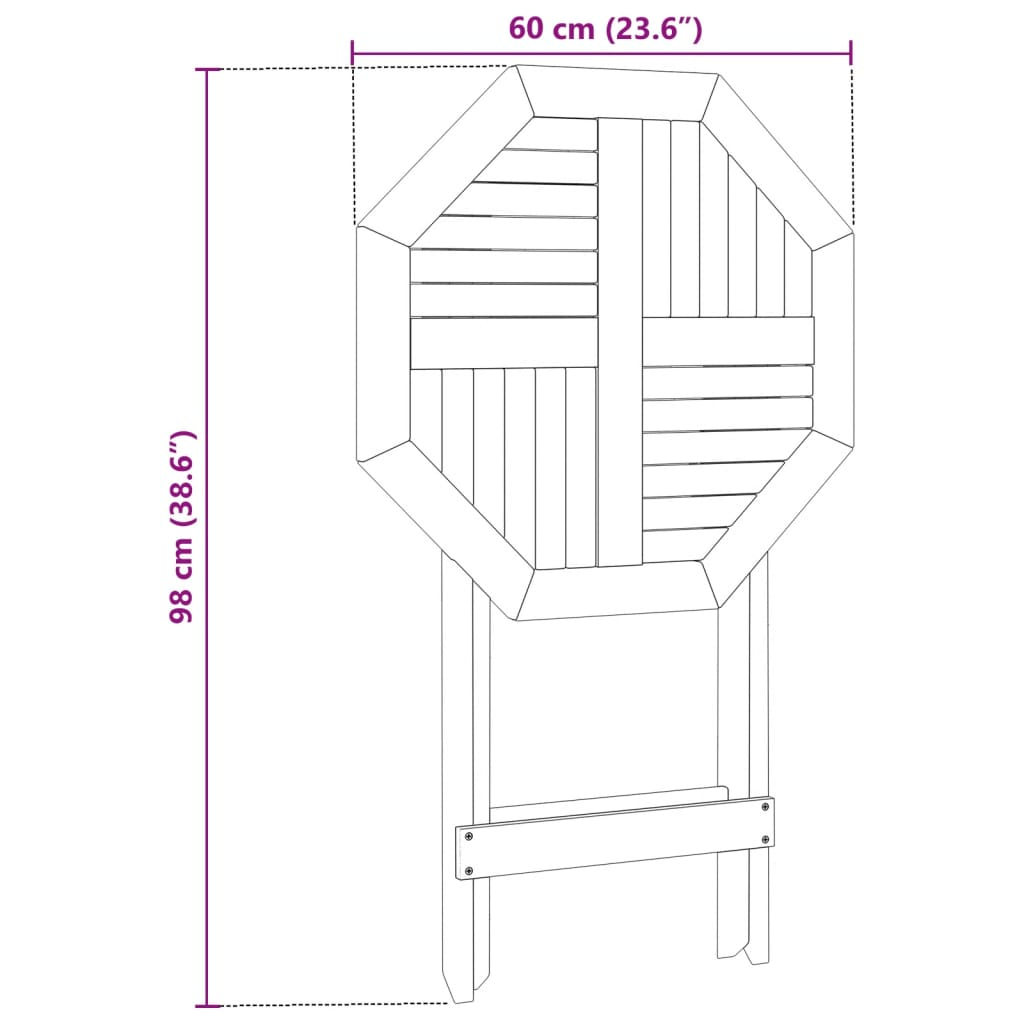 Solid Acacia Wood Folding Garden Table 60x75 cm