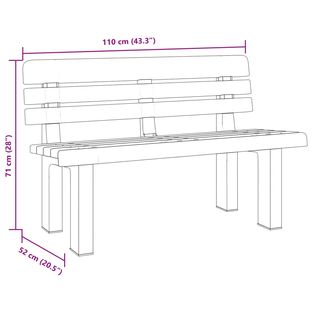 Green Garden Bench 110x52x71 cm