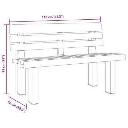 Green Garden Bench 110x52x71 cm