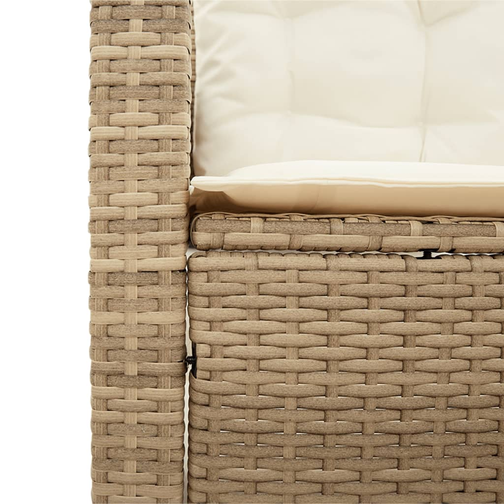 Beige Poly Rattan Garden Sofa with Table and Cushions L-Shaped