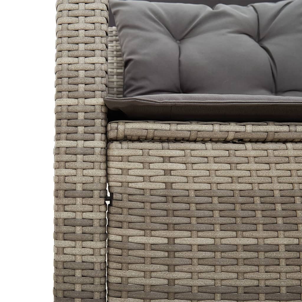 Grey Poly Rattan Garden Sofa with Table and Cushions L-Shaped