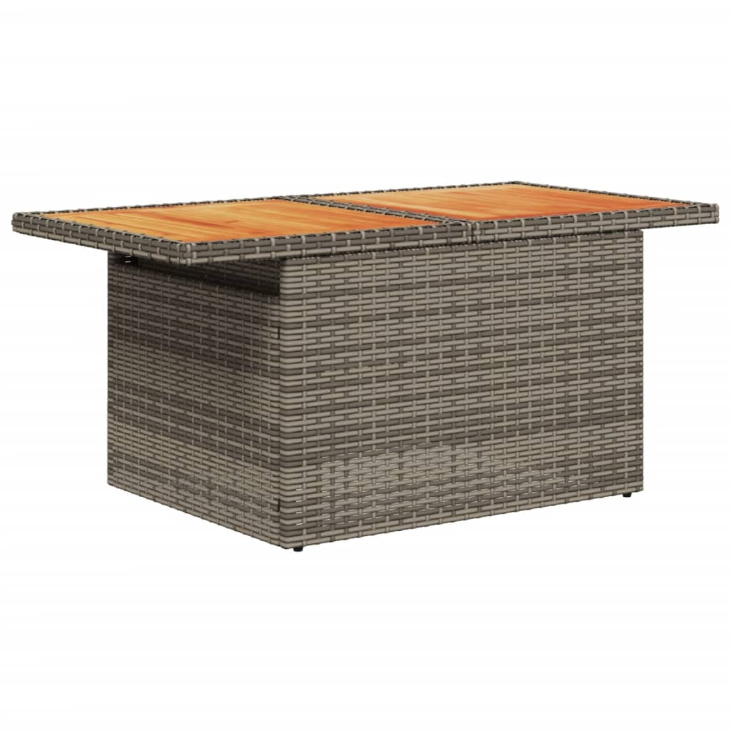 Grey Poly Rattan and Acacia Wood Garden Table 100x55x73 cm