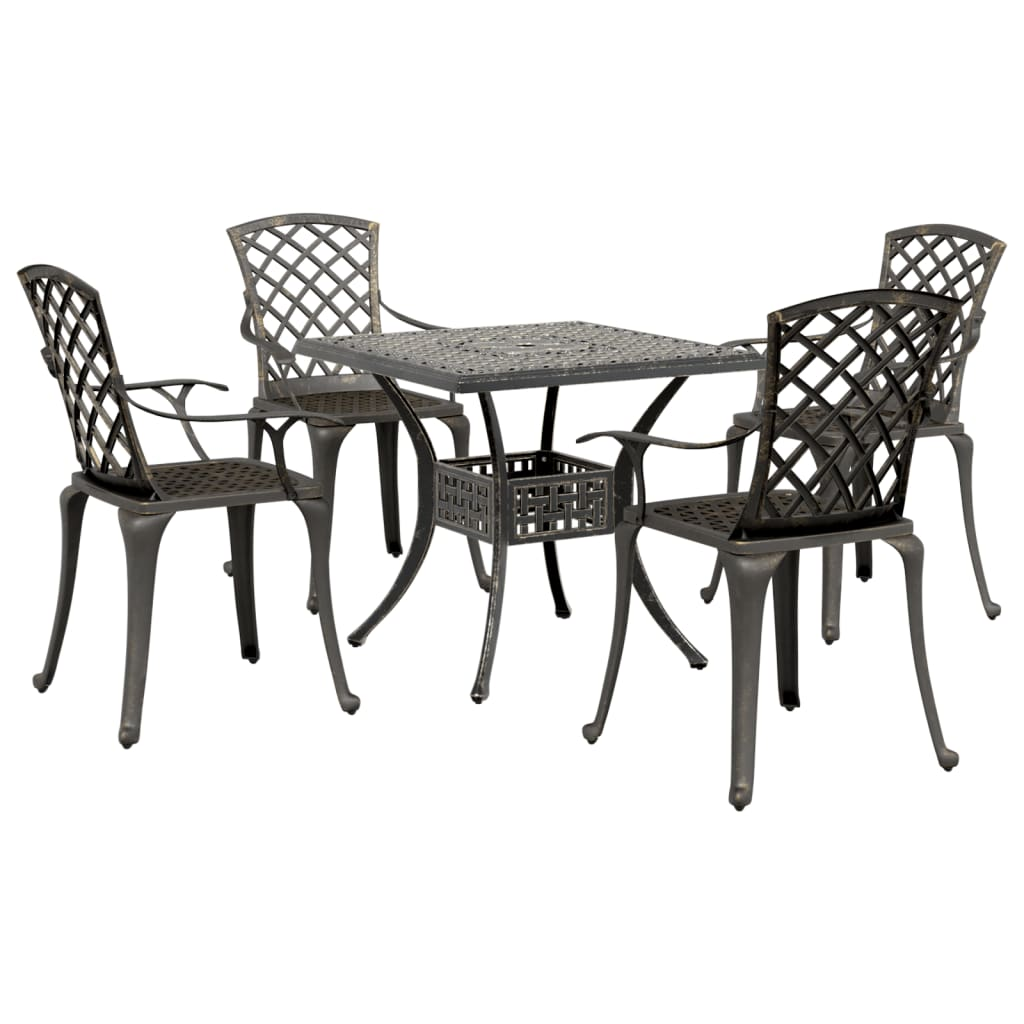 5 Piece Bronze Cast Aluminium Garden Dining Set