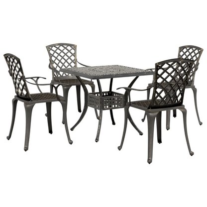 5 Piece Bronze Cast Aluminium Garden Dining Set