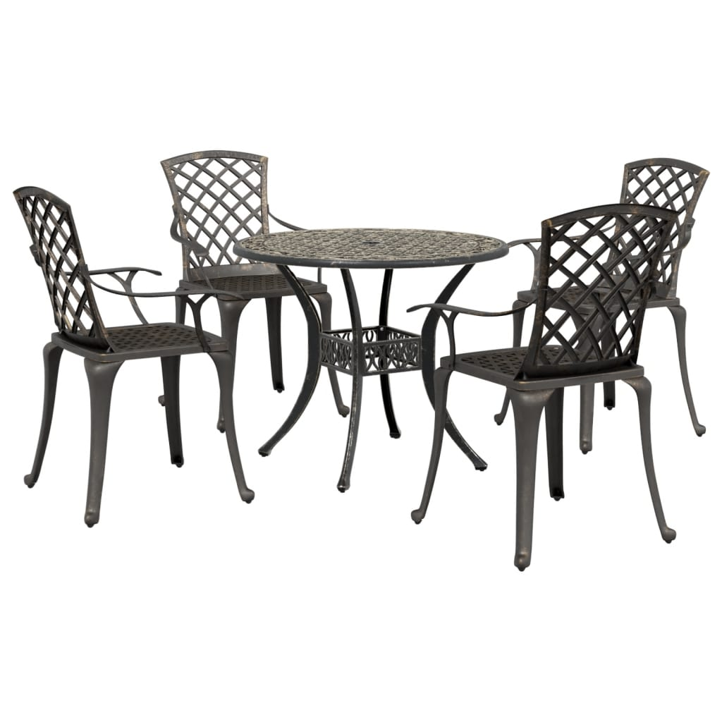  5 Piece Bronze Cast Aluminium Garden Dining Set