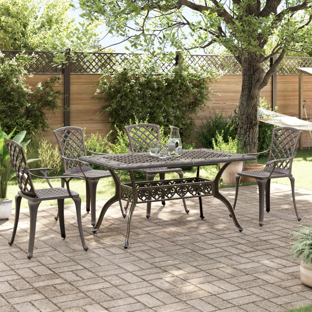 5 Piece Bronze Cast Aluminium Garden Dining Set