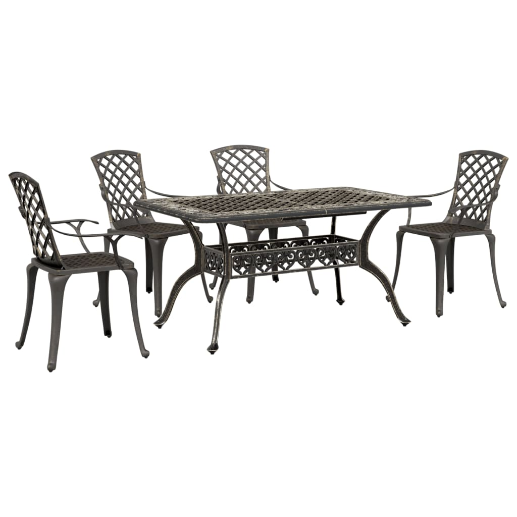 5 Piece Bronze Cast Aluminium Garden Dining Set