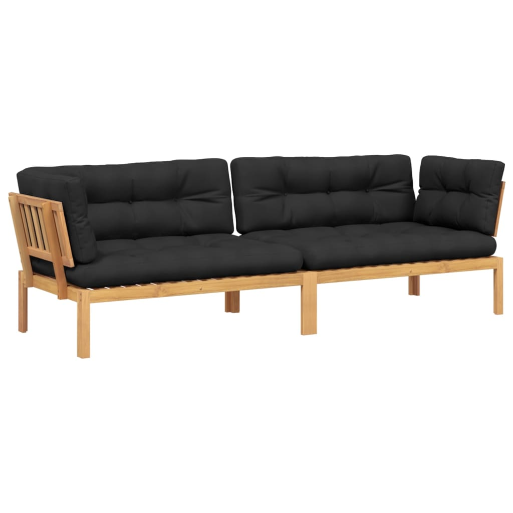   Solid Acacia Wood Garden Pallet Corner Sofas 2 pcs with Cushions