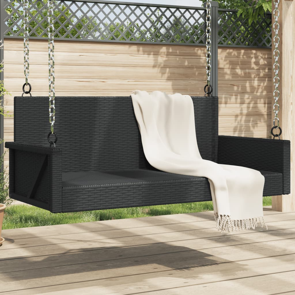 Black Poly Rattan Swing Bench | Jscapes Home and Garden