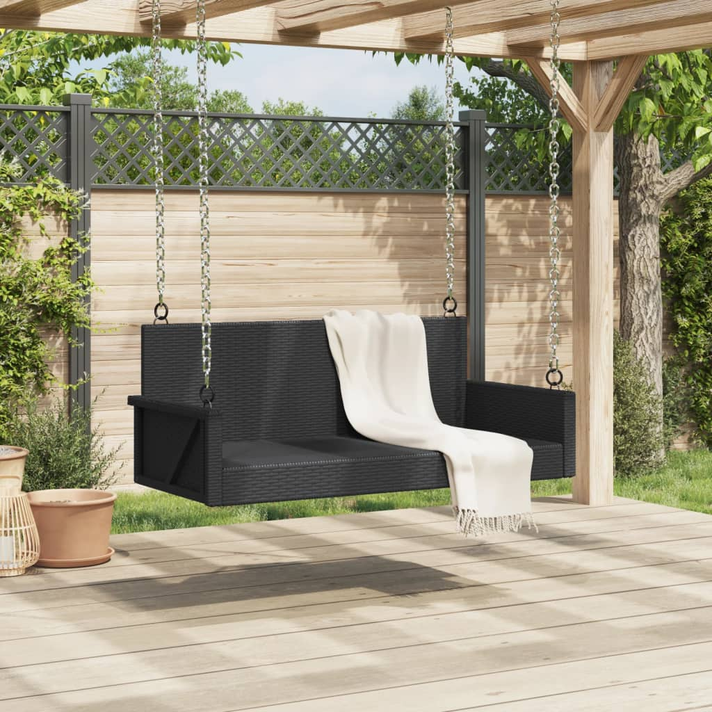 Black Poly Rattan Swing Bench | Jscapes Home and Garden