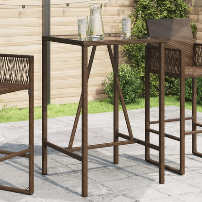 Outdoor Bar Table Brown 70x70x110 cm Poly Rattan