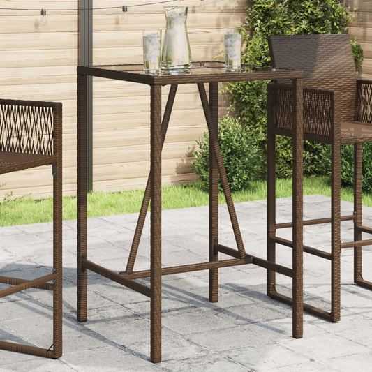 Outdoor Bar Table Brown 70x70x110 cm Poly Rattan