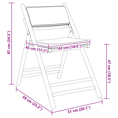 Bamboo 6 Piece Folding Bistro Chairs with Dark Grey Cushions