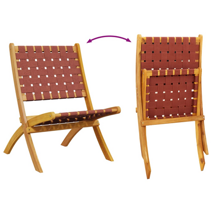  Solid Acacia Wood and Red Fabric Folding Garden Chairs 2 pcs