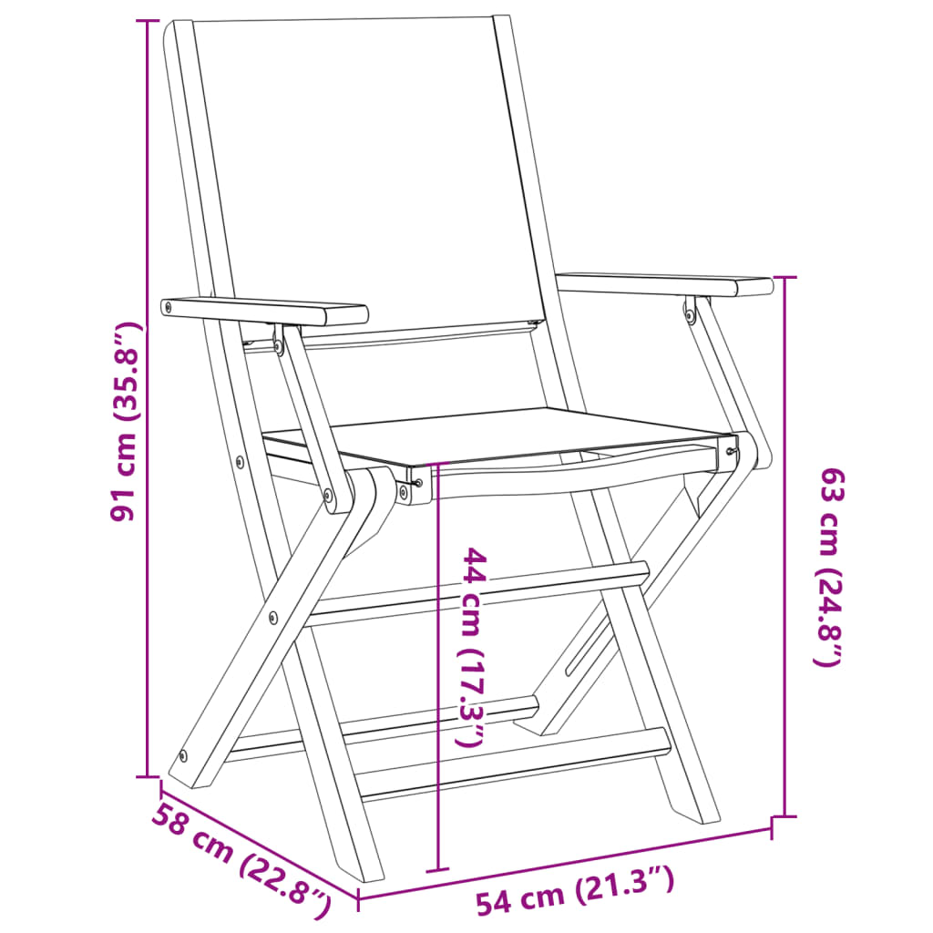 Beige Fabric and Solid Wood Folding Garden Chairs 8 pcs 