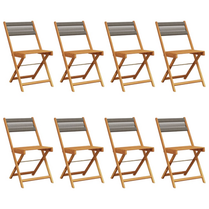  Grey Solid Acacia Wood Folding Garden Chairs 8 pcs